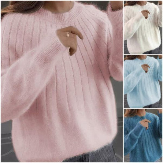 🎅Christmas sale🔥free shipping🔥Solid Color Fluffy Knitting Sweater