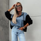 Women's Layered Hoodie Denim Jacket with Drawstring 🔥 Free Shipping🔥