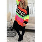 Now enjoy 50% discount🔥Color Block V-Neck Letter Print Sweater Dress