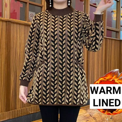 Women’s Trendy Warm Lined Long Sleeve Top with Pockets