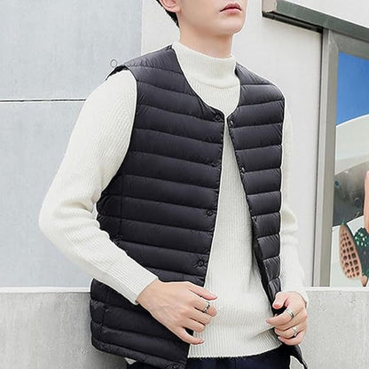 Men's Winter Warm Collarless Lightweight Vest